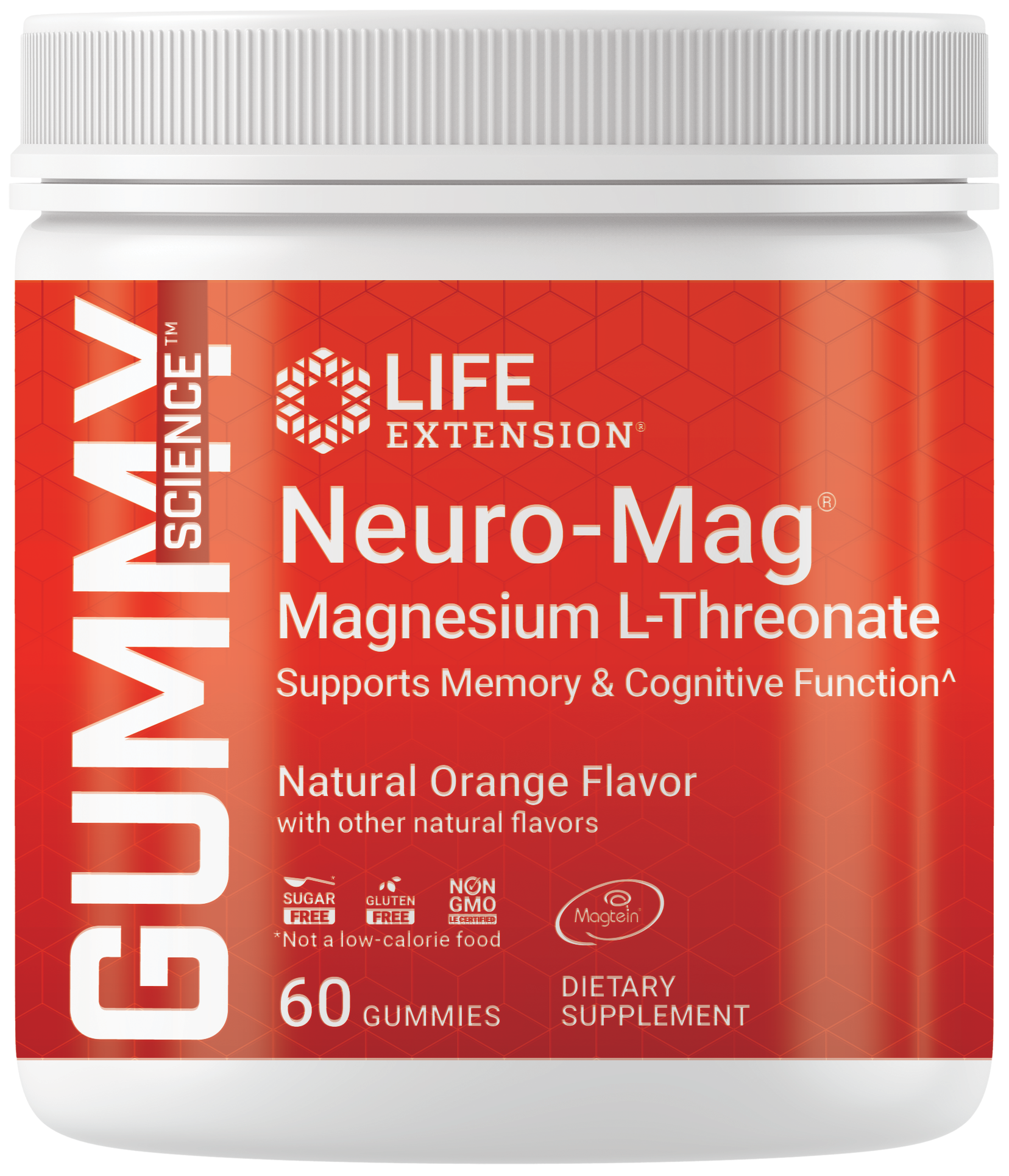 Gummy Science™ Neuro-Mag® Magnesium L-Threonate, sugar-free orange-flavored gummies with ultra-absorbable magnesium.